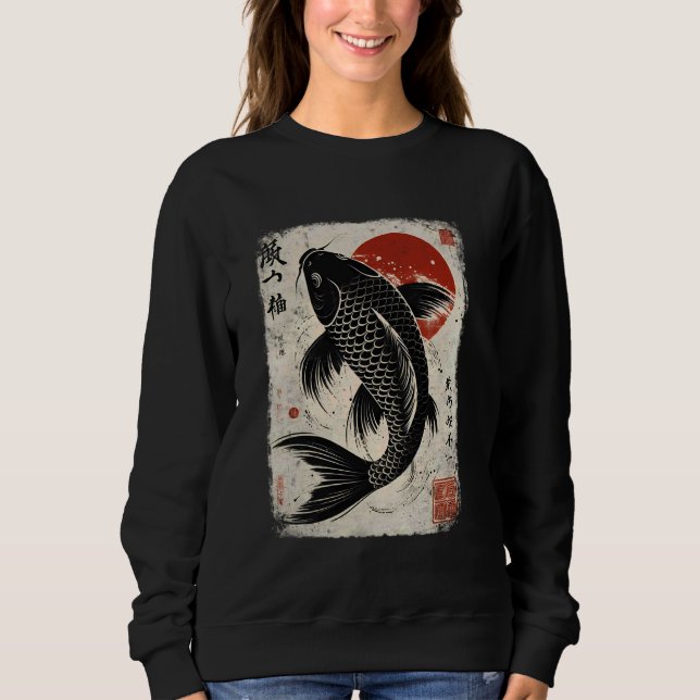 Japanischer Koi Carp Perseverance Koi Fish Sakura  Sweatshirt (Vorderseite)