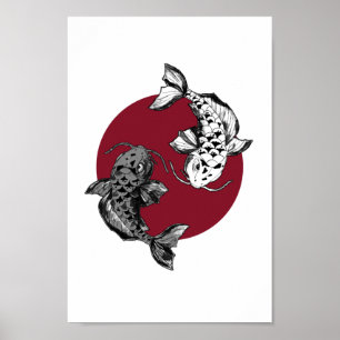 Japanischer Koi Circle Poster