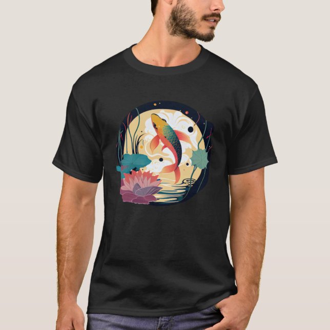 Japanischer Koi-Fisch, der aus dem Lilly des Sees  T-Shirt (Vorderseite)