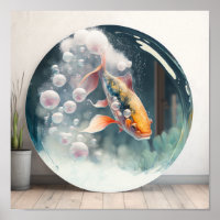 Japanischer Koi-Fisch in Blase