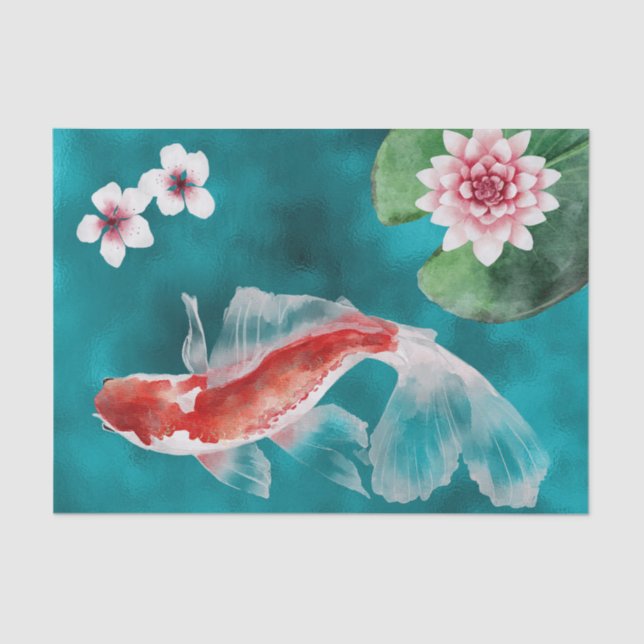 Japanischer Koi Fisch, Kirschblüten Japan Seidenpapier (Vorderseite)