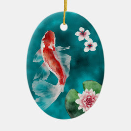 Japanischer Koi Fisch, Kirschblüten Japan Weihnach Keramik Ornament