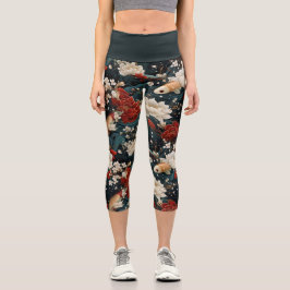 Japanischer Koi Fisch Nahtloses Muster Capri Leggings