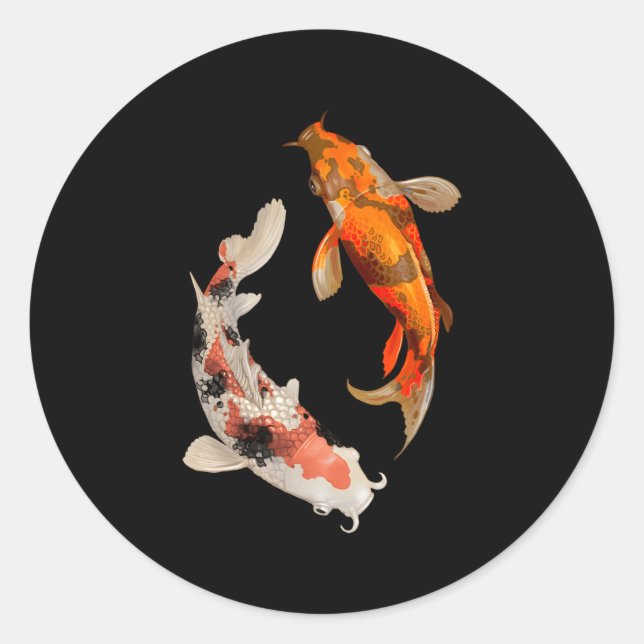 Japanischer Koi Fisch Nishikigoi Yin Yang Carp Runder Aufkleber (Vorderseite)