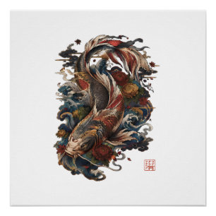 Japanischer Koi-Fisch   Traditionelle japanische T Poster