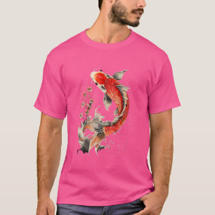 Japanischer Koi Fisch und Blume Schwimmen Tattoo F T-Shirt