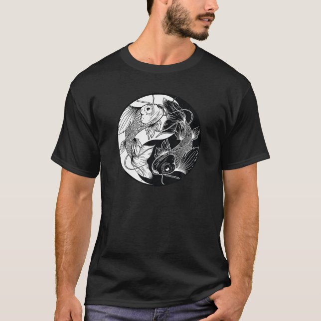 Japanischer Koi Fisch Yin Yang Fischerei T-Shirt (Vorderseite)
