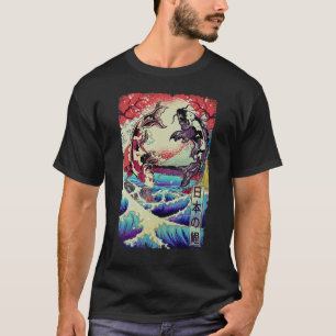 Japanischer Koi fischen große Welle von Kanagawa T-Shirt