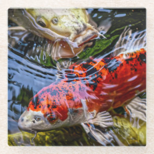 Japanischer Koi Fish Pond Glasuntersetzer