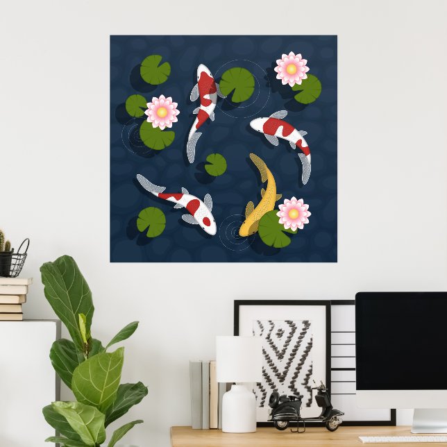 Japanischer Koi Fish Pond Poster (Heimbüro)
