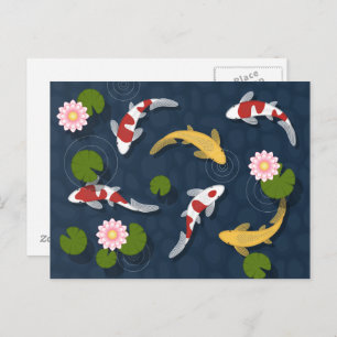 Japanischer Koi Fish Pond Postkarte