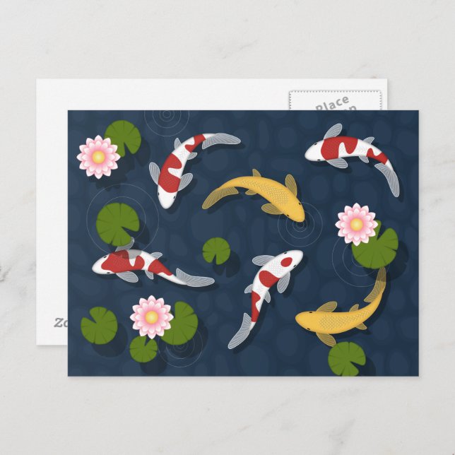 Japanischer Koi Fish Pond Postkarte (Vorne/Hinten)