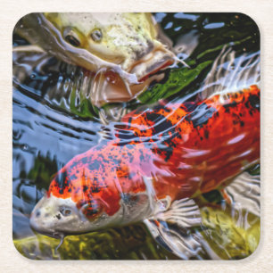 Japanischer Koi Fish Pond Rechteckiger Pappuntersetzer