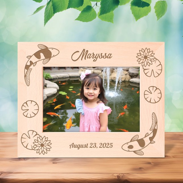 Japanischer Koi Fish Water Lily 7x5 Geätzte Rahmen (Von Creator hochgeladen)