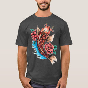 Japanischer Koi Karpfen mit Blume Tattoo T-Shirt