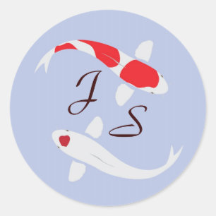 Japanischer Koi Monogram Wedding Sticker - Lavende