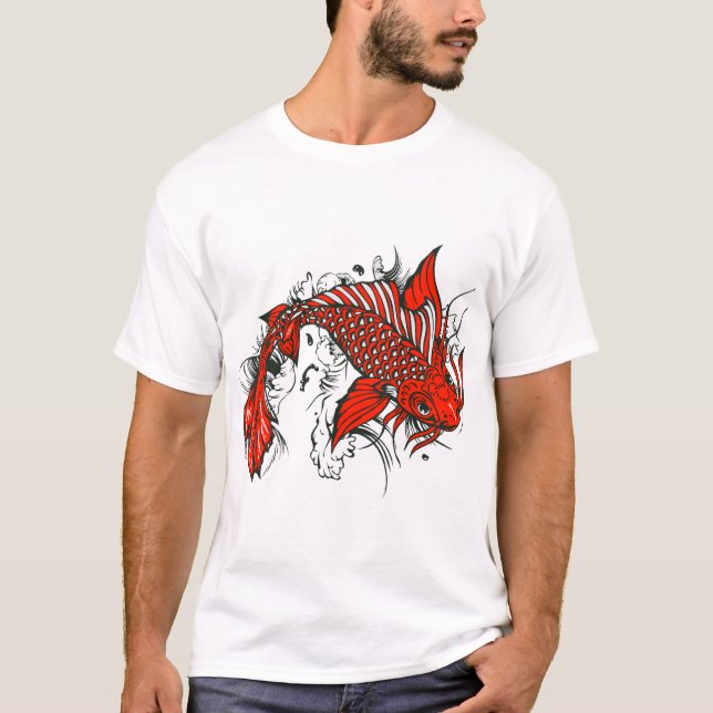 Japanischer Koi-Tattoo-Fish-Fisch T-Shirt (Vorderseite)