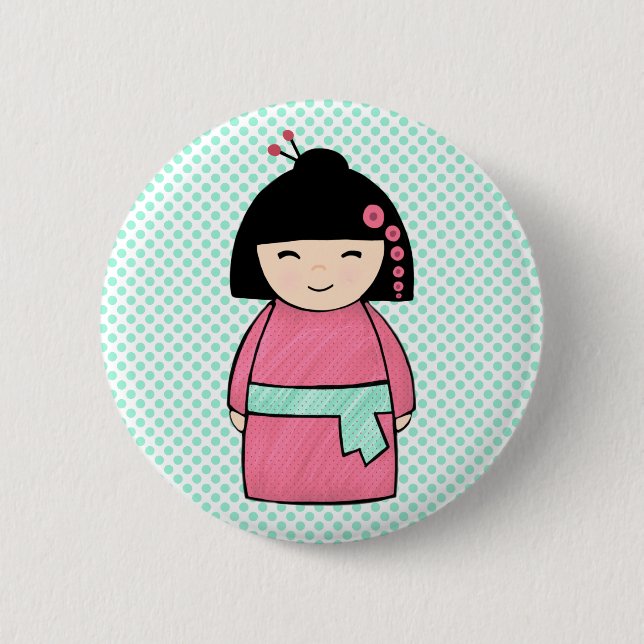 Japanischer Kokeshi-Puppbutton Button (Vorderseite)