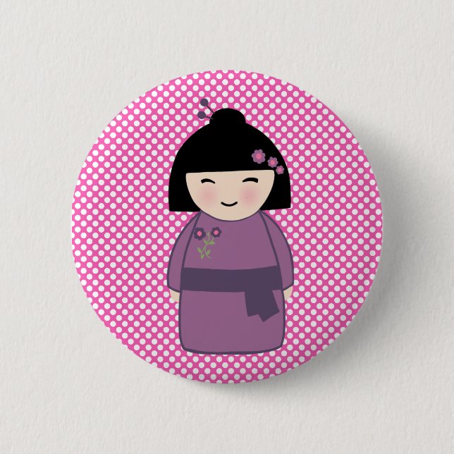 Japanischer Kokeshi-Puppbutton Button (Vorderseite)