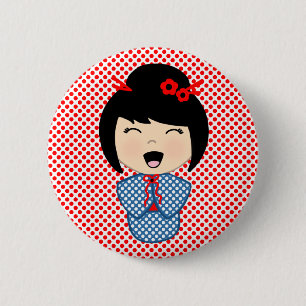 Japanischer Kokeshi-Puppbutton Button