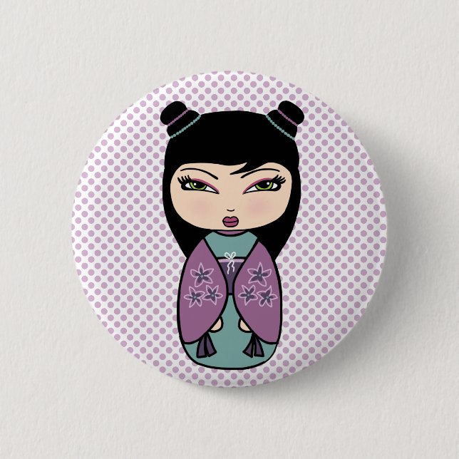 Japanischer Kokeshi-Puppbutton Button (Vorderseite)