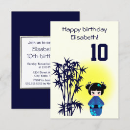 Japanischer Kokeshi-Puppenstube Bambus-Girl-Kinder Einladung