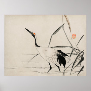 Japanischer Kran von Mochizuki Gyokusen (1891) Poster