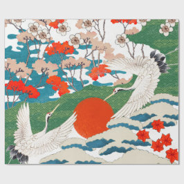 JAPANISCHER KRANICH-DRUCK GESCHENKPAPIER