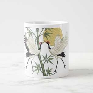 Japanischer Kranich Stickerei Bambus Sonnenaufgang Jumbo-Tasse