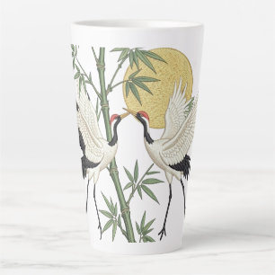 Japanischer Kranich Stickerei Bambus Sonnenaufgang Milchtasse