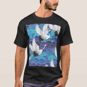 Japanischer Kranich: Verzierte Vogelmuster. T-Shirt