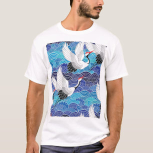 Japanischer Kranich: Verzierte Vogelmuster. T-Shirt
