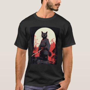 Japanischer Krieger Cat Ninja Mask Kitsune T-Shirt