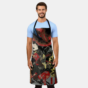 Japanischer Krieger kämpft gegen Riesenschlange Schürze