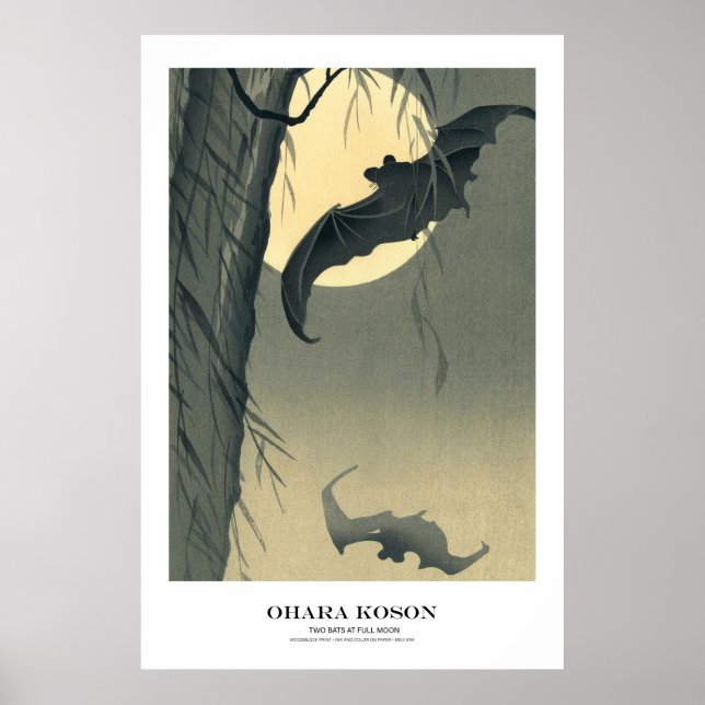 Japanischer Kunstdruck – Ohara Koson – Fledermäuse Poster (Vorne)
