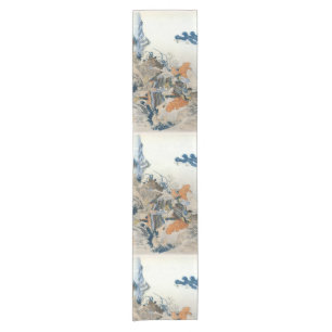 Japanischer Kunsttischläufer. Kurzer Tischläufer