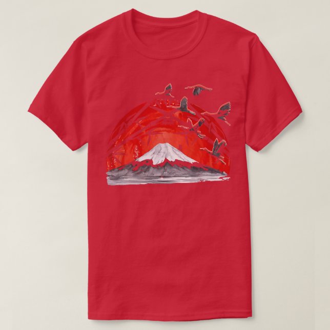 Japanischer Kunstvolk Stork Krane Japan Art Sakura T-Shirt (Design vorne)