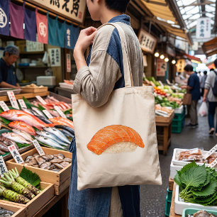 Japanischer Lachs Sushi Nigiri Foodie Tragetasche