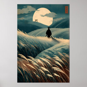 Japanischer Landschaftsdruck Mondbeschienene Hügel Poster