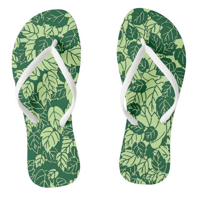 Japanischer Leaf Print, Emerald und Lime Green Flip Flops (Fußbett)