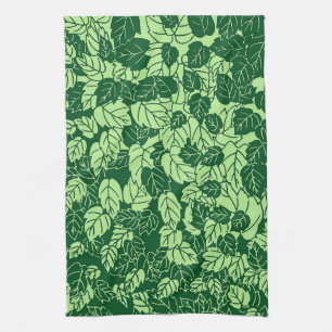 Japanischer Leaf Print, Emerald und Lime Green Handtuch