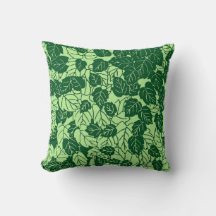 Japanischer Leaf Print, Emerald und Lime Green Kissen