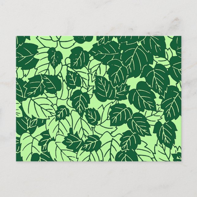 Japanischer Leaf Print, Emerald und Lime Green Postkarte (Vorderseite)