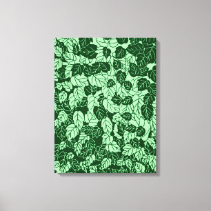 Japanischer Leaf Print, Smaragd und Pastellgrün Leinwanddruck