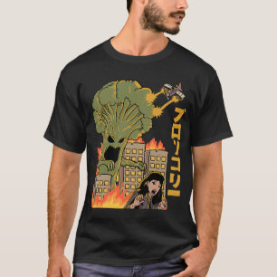 Japanischer Lebensmittelbroccoli-Angriff Kaiju Ani T-Shirt