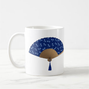 Japanischer Lüfter, Dragonfly-Muster, Cobalt Blue Kaffeetasse