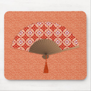 Japanischer Lüfter, Shippo Motif, Mandarin Orange Mousepad