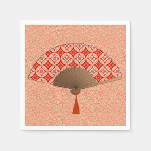Japanischer Lüfter, Shippo Motif, Mandarin Orange Serviette