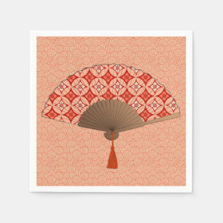 Japanischer Lüfter, Shippo Motif, Mandarin Orange Serviette