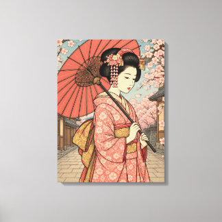 Japanischer Maiko-Kirschblüten-Schirm Leinwand